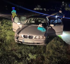 auto stojące w rowie