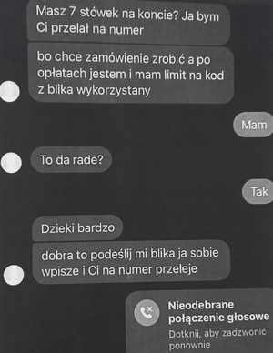 screen korespondencji na messenger